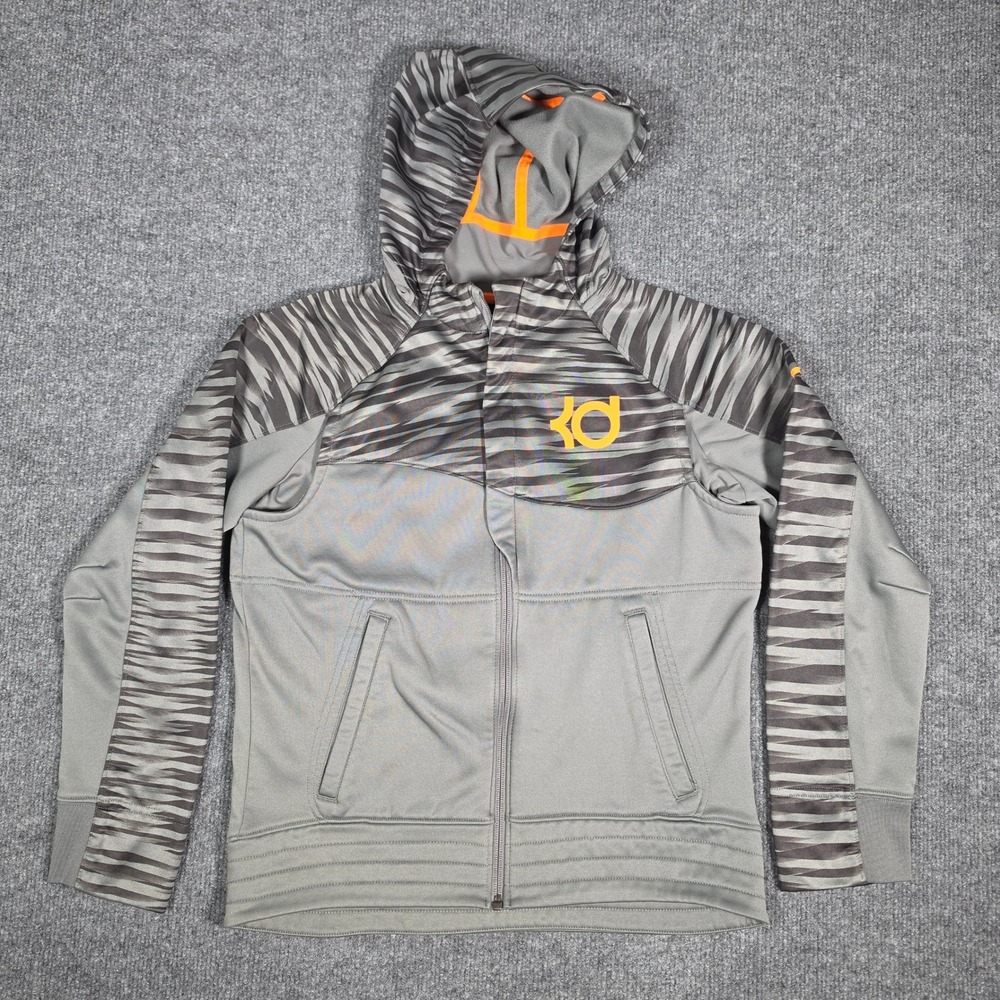 Nike Kids KD Kevin Durant Therma-FIT Full Zip Hoodie Grey Orange L 744273-037